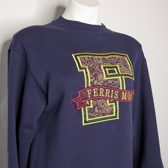 ✨3/$15 Vintage JanSport Blue Ferris University Mom Sweatshirt M - Picture 3 of 9